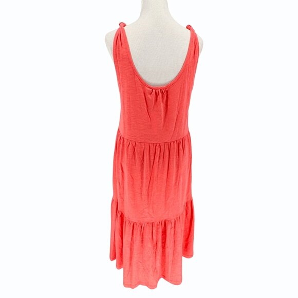 Ichi Iholivet Calypso Coral Dress Womens S Tiered Sleevelss Midi Sustainable - Picture 6 of 10